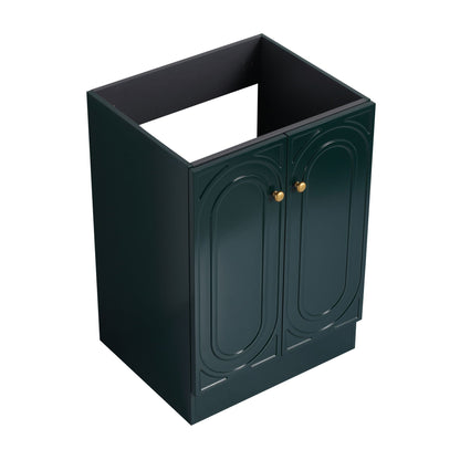Freestanding Bathroom Vanity with Soft Close by HouseOfZazla, dark green cabinet with gold knobs on Tampa Home & Garden Store