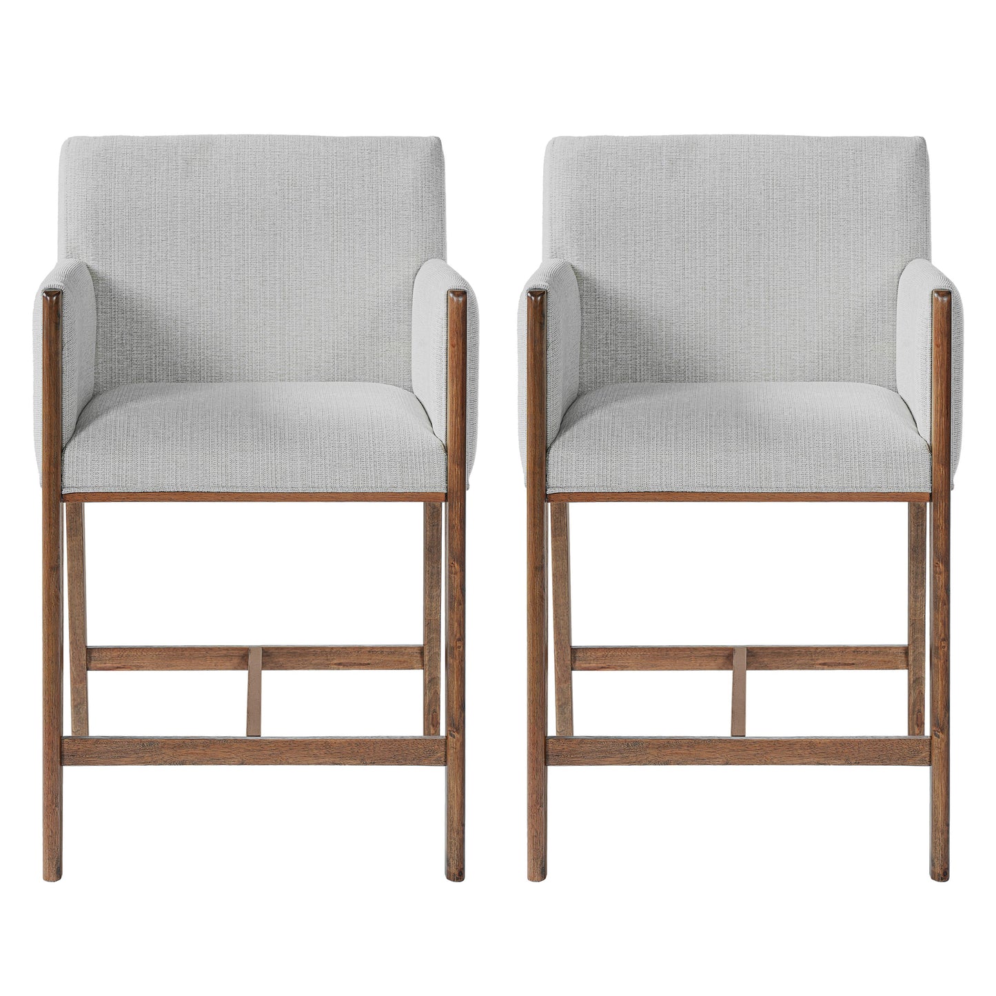 24 Inch Beige Counter Stools With Arms Set of Two