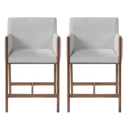 24 Inch Beige Counter Stools With Arms Set of Two
