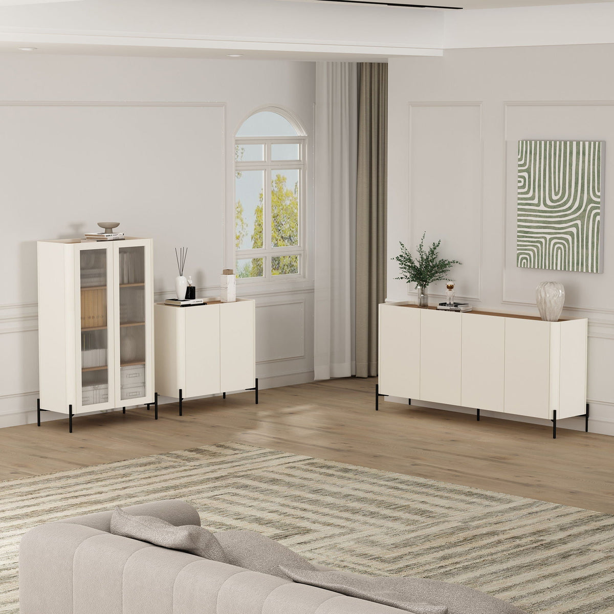 Abbey sideboard set with adjustable shelves in white, modern design by HouseOfZazla on Tampa Home & Garden Store