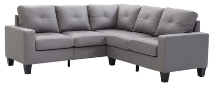 Newbury Sectional Sofa in gray faux leather with pocket coil cushions on Tampa Home & Garden Store