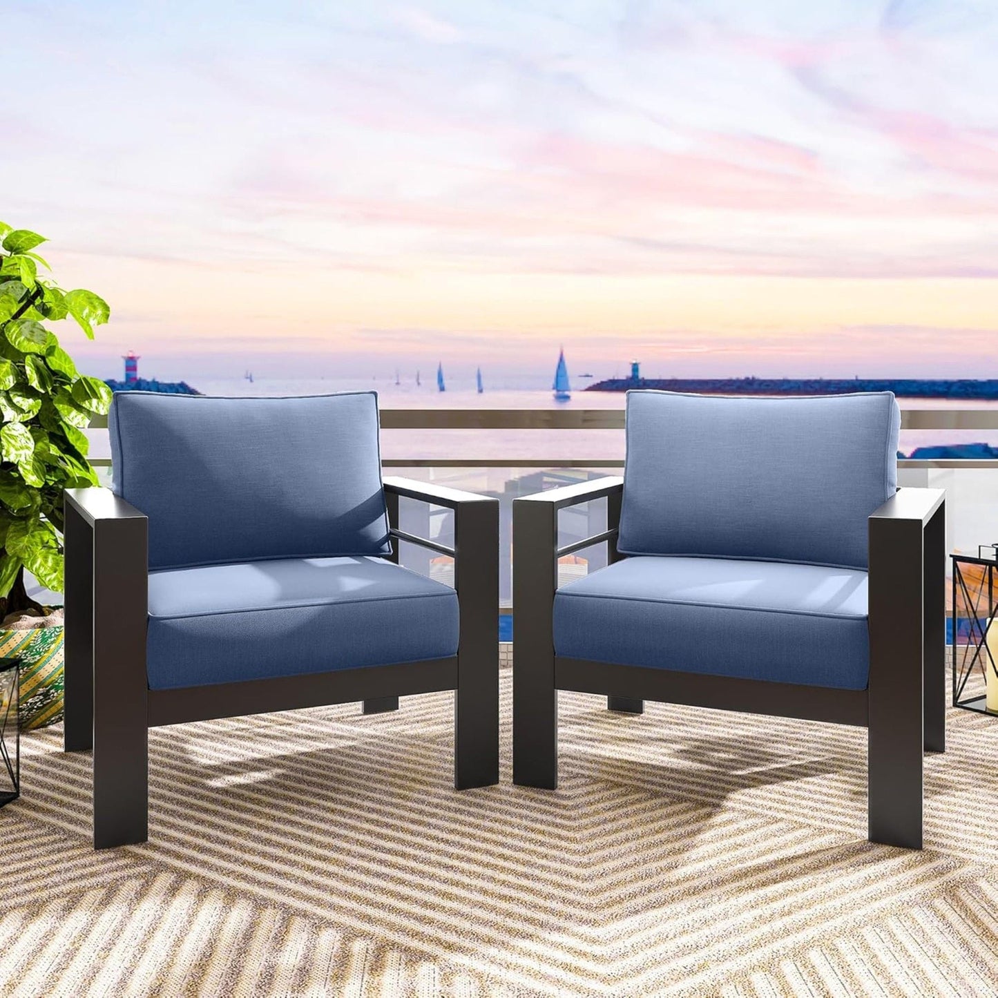 All Weather Patio Chairs and Thick Foam Cushions