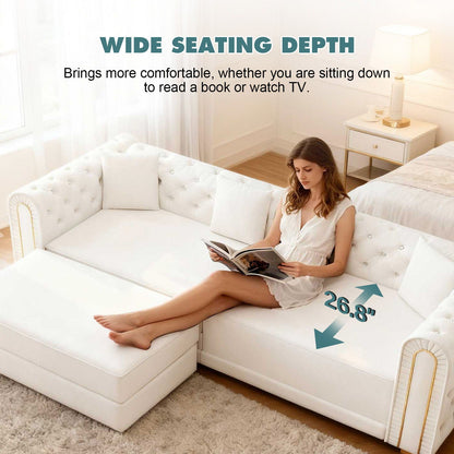 3 In 1 Convertible Sofa and Ottoman Bed