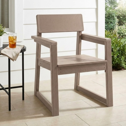 Outdoor armchair by HouseOfZazla in antique wood color HDPE with backrest on Tampa Home & Garden Store