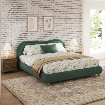 Upholstered Platform Bed with Curved Headboard