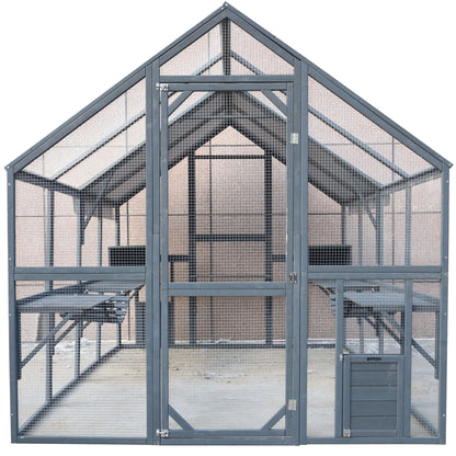 Spacious Wooden Cat Enclosure with Gray Roof