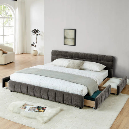 Modern Platform Bed Frame with Thick Fabric