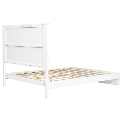 Sleek White Queen Bed Frame and Solid Wood Base