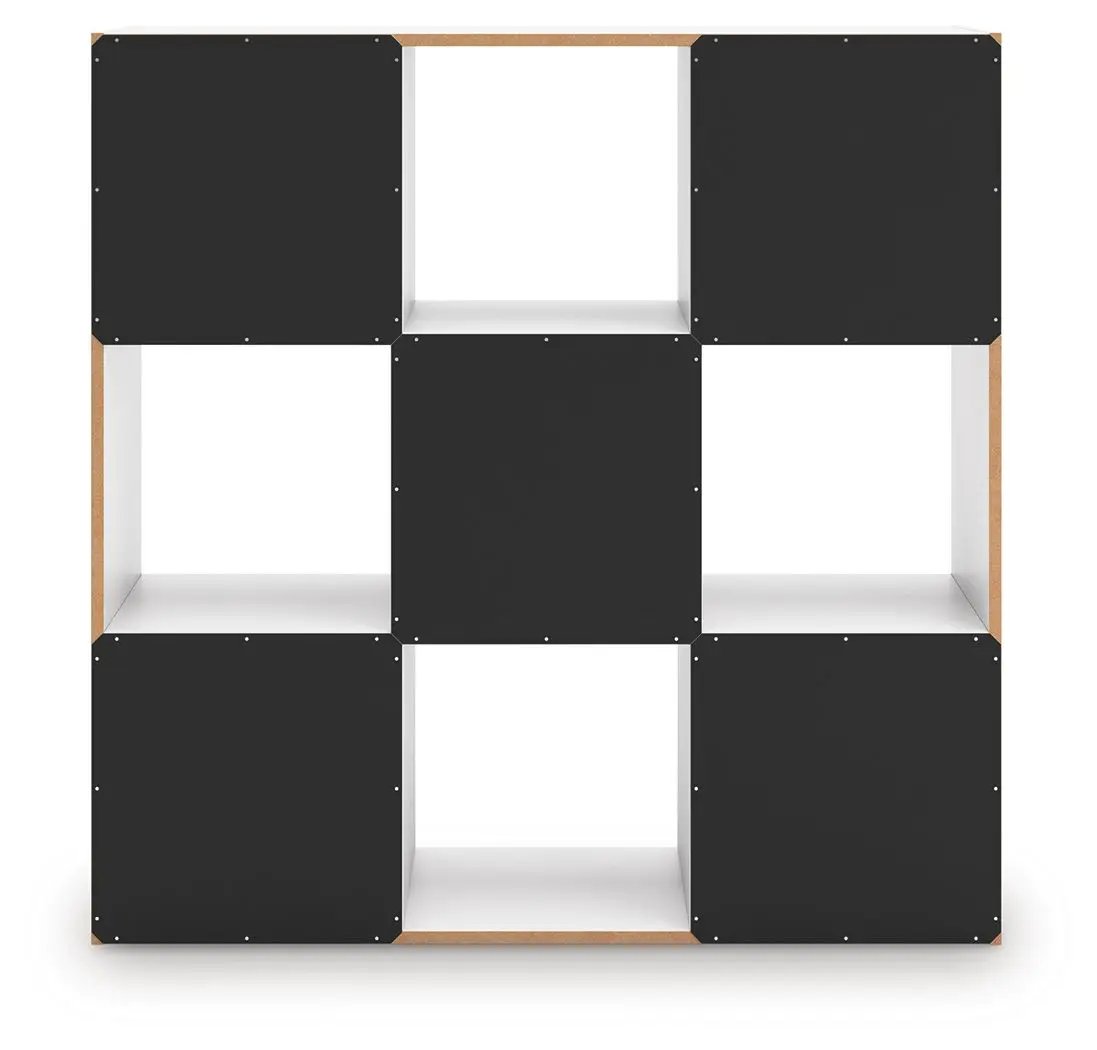 Onita cube organizer by Unique Piece Furniture, black panels, white interior cubes, 3x3 grid on Tampa Home & Garden Store