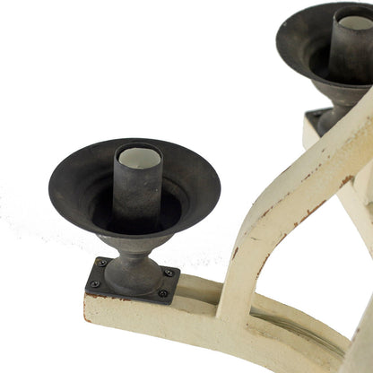 6-Light Wood Chandelier with cream frame and black candle cups on Tampa Home & Garden Store
