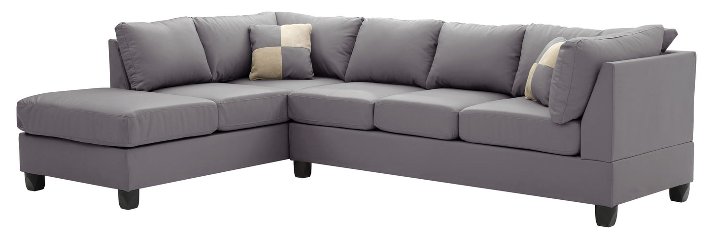 Malone Comfort Sectional gray by HouseOfZazla, left-facing chaise with plush back cushions on Tampa Home & Garden Store