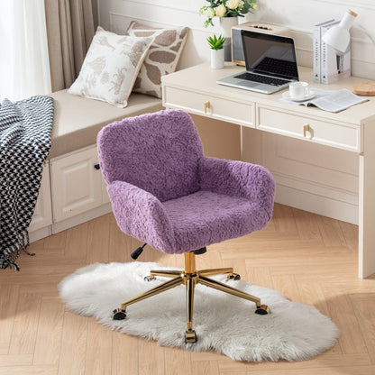 Office Chair with Rabbit Hair and Metal Base