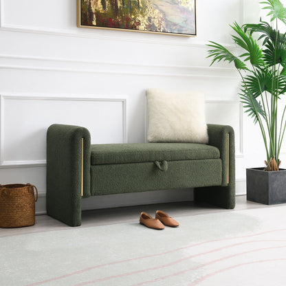 Modern Plush Teddy Bench With Storage And Seat