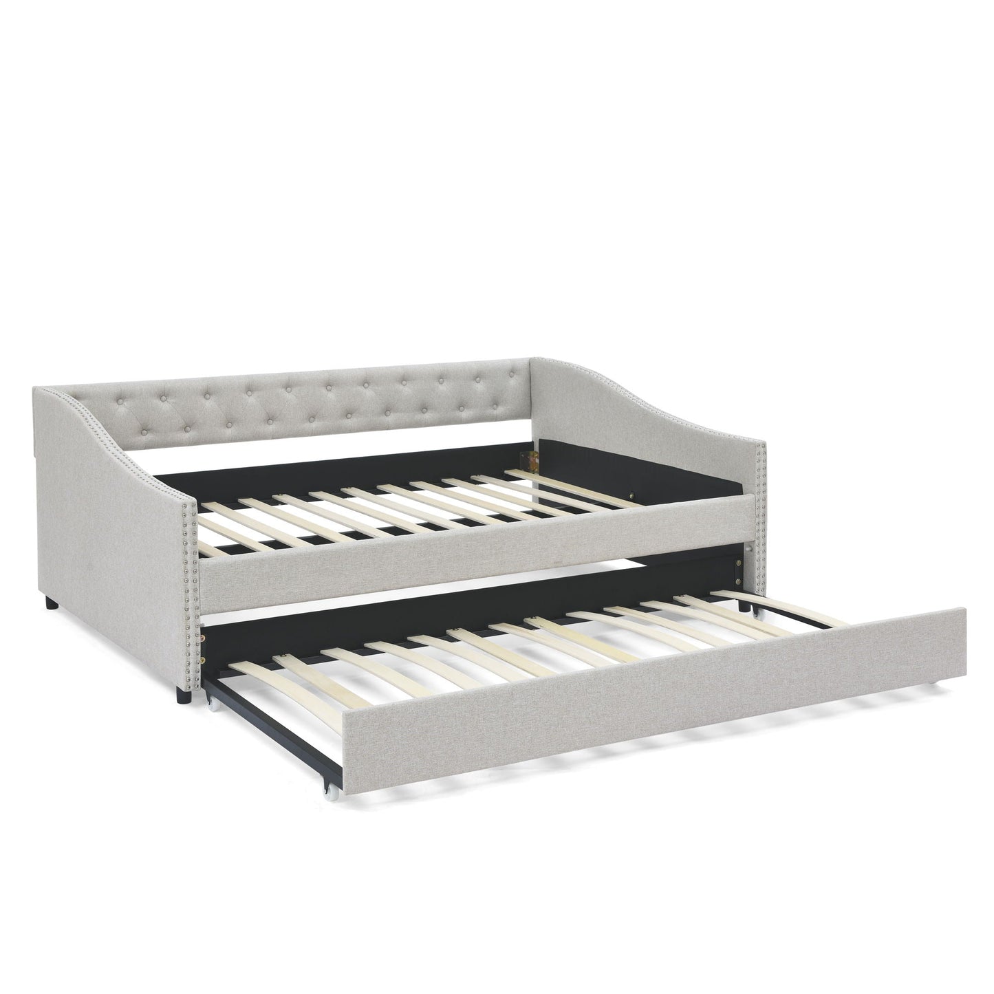 Upholstered Tufted Daybed and Storage Drawers