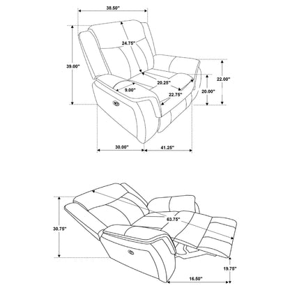 Franklin upholstered padded arm glider recliner charcoal by Unique Piece Furniture on Tampa Home & Garden Store