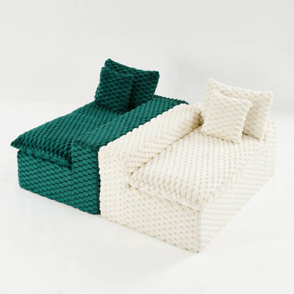 Multifunctional sofa cushions teal and cream knitted fabric by Unique Piece Furniture on Tampa Home & Garden Store