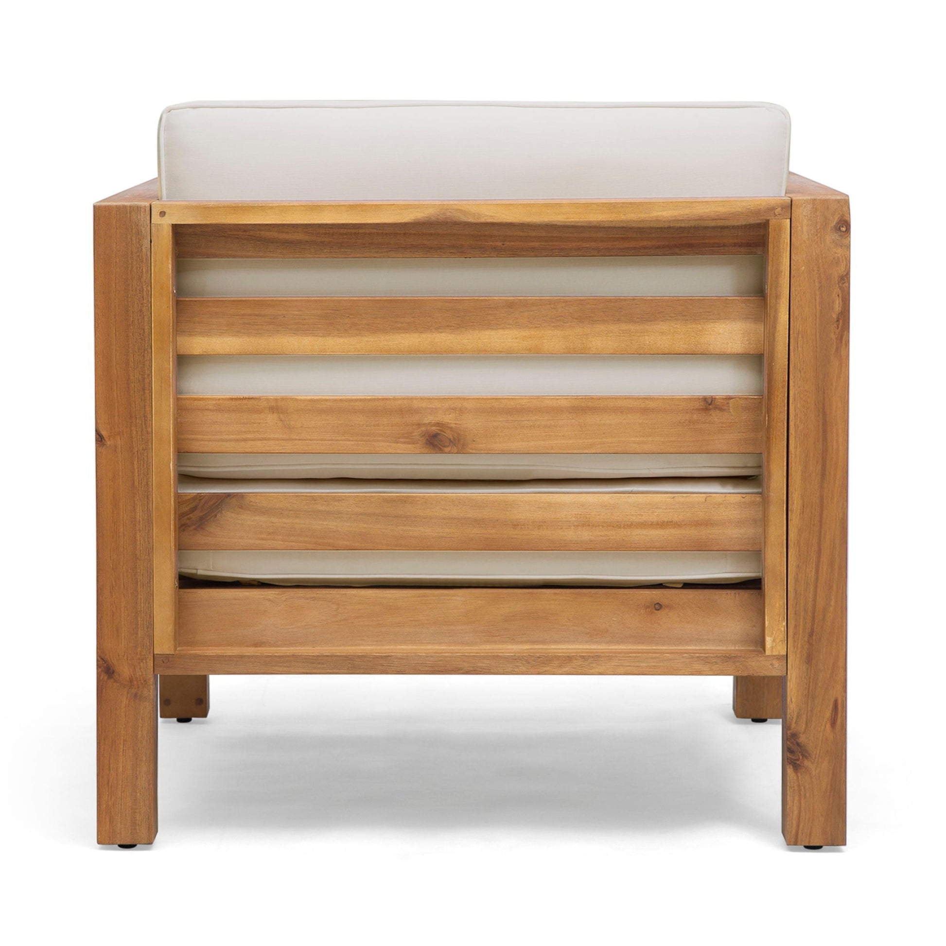 Outdoor Acacia Wood Patio Chair With Beige Fabric Cushion by HouseOfZazla on Tampa Home & Garden Store