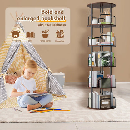 Rotating Bookshelf Tower 5 Tier Spinning Shelf