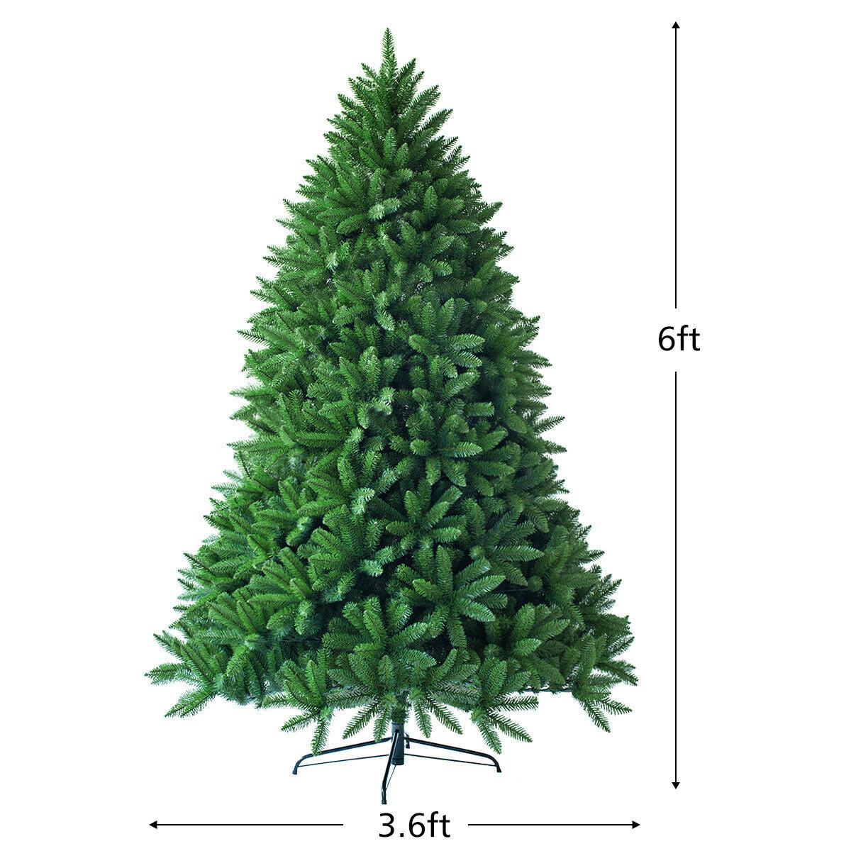 6 ft unlit artificial Christmas tree with 1250 branch tips on metal stand on Tampa Home & Garden Store