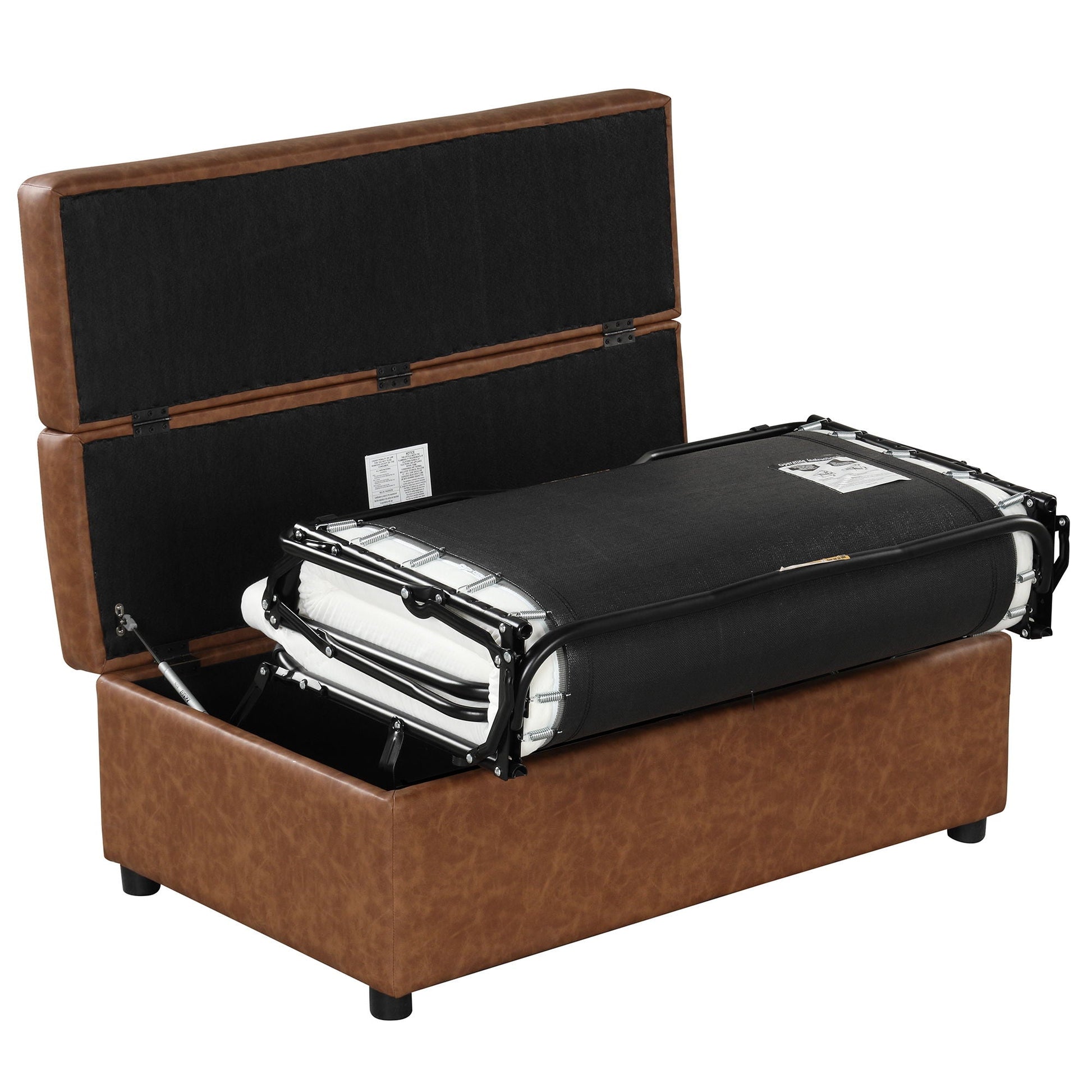 Twin size folding ottoman sleeper bed by HouseOfZazla with mattress, black fabric on Tampa Home & Garden Store