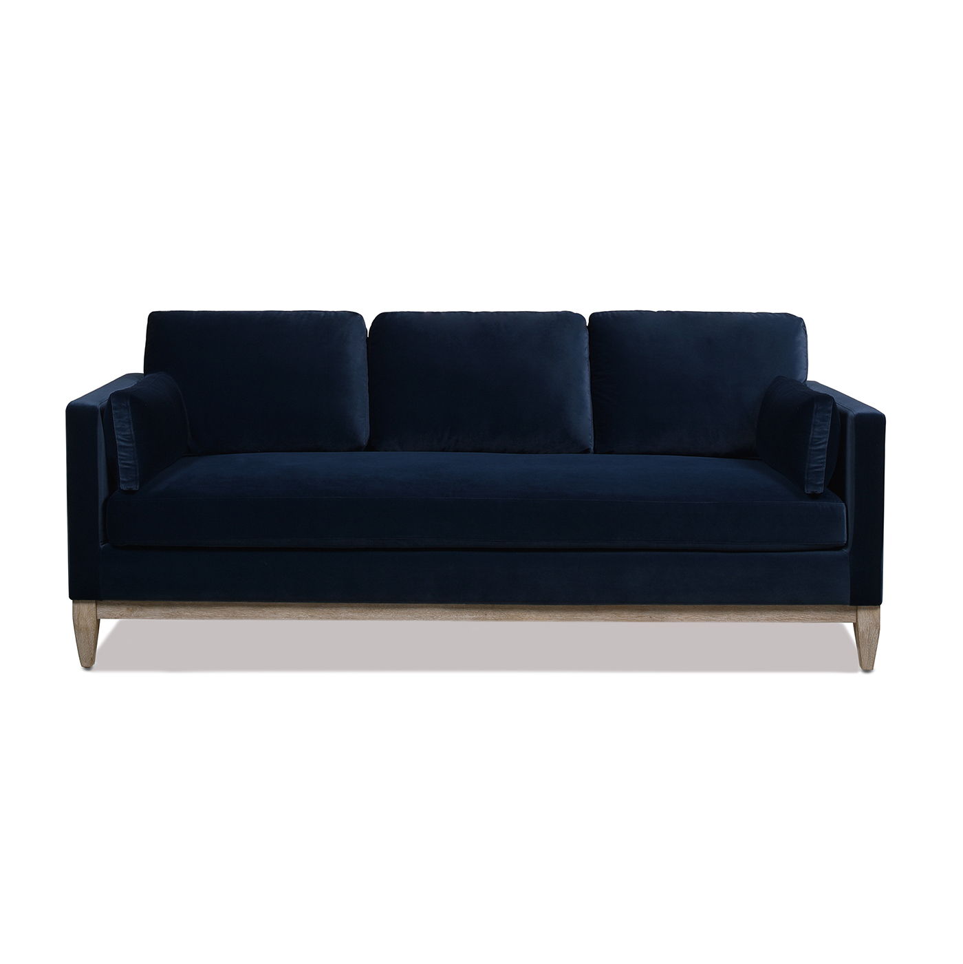 Knox Modern Farmhouse Sofa navy velvet sofa with wooden legs HouseOfZazla on Tampa Home & Garden Store