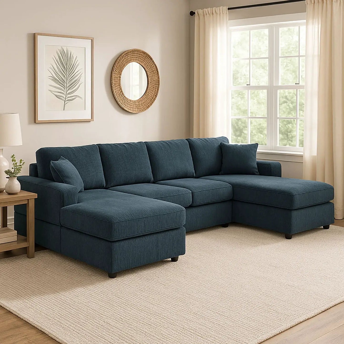 3 Piece Double Chaise Sectional Sofa for Family