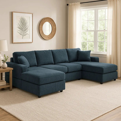 3 Piece Double Chaise Sectional Sofa for Family