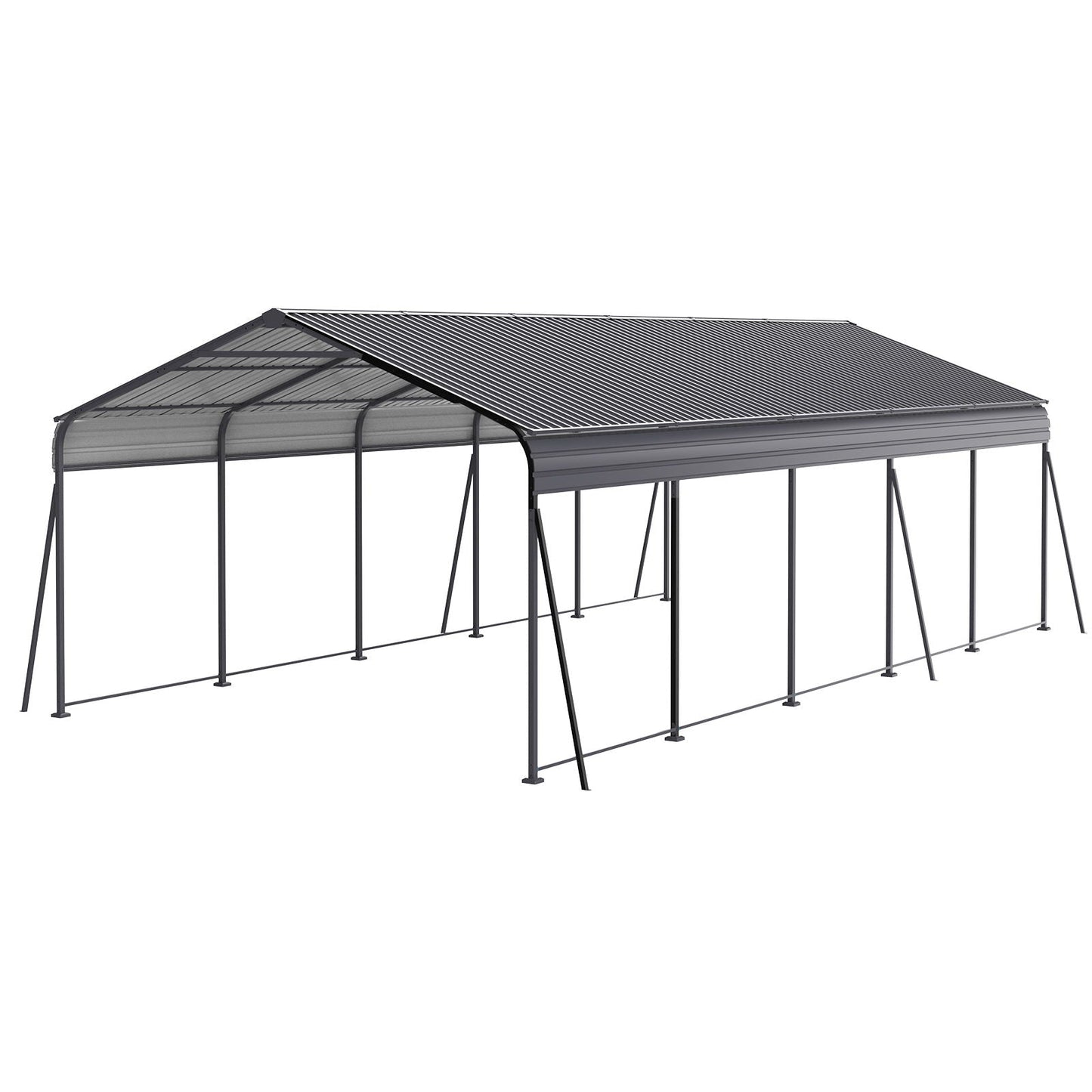 Heavy Duty Galvanized Carport 13x26.5 Ft Gray
