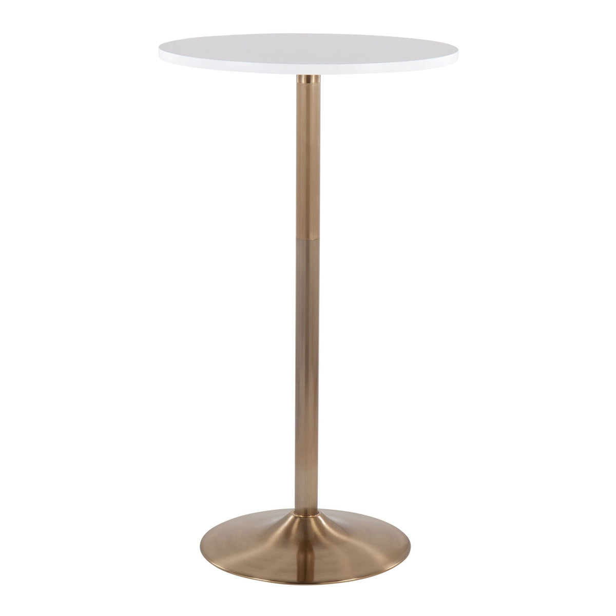 Pebble adjustable height table with white wood top and brass metal base by HouseOfZazla on Tampa Home & Garden Store