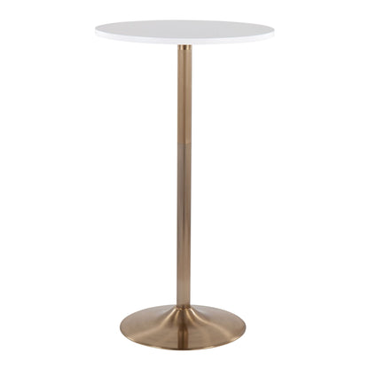 Pebble adjustable height table with white wood top and brass metal base by HouseOfZazla on Tampa Home & Garden Store
