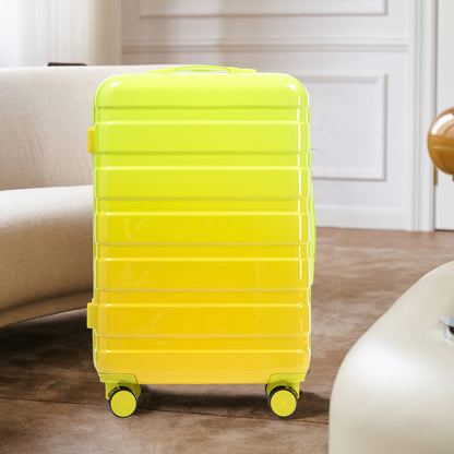 3-piece spinner luggage set neon yellow/green, glossy hard-shell with top handle and four wheels on Tampa Home & Garden Store