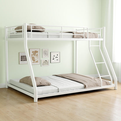 Sturdy Metal Bunk Bed With Ladder and Guardrail
