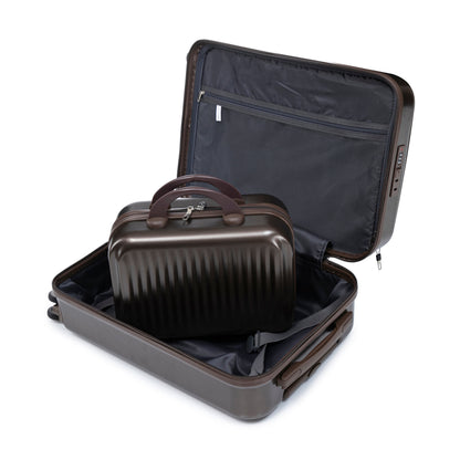 14' & 20' ABS Spinner Wheel Luggage Set with Cosmetic Case, 2-piece by HouseOfZazla, brown exterior on Tampa Home & Garden Store