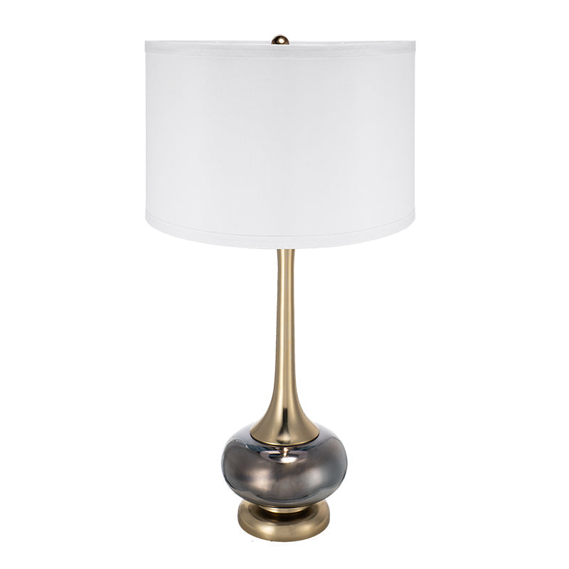Table lamp D15x29 with glass drum shade brass neck smoky glass base by HouseOfZazla on Tampa Home & Garden Store