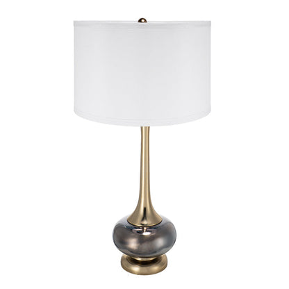 Table lamp D15x29 with glass drum shade brass neck smoky glass base by HouseOfZazla on Tampa Home & Garden Store