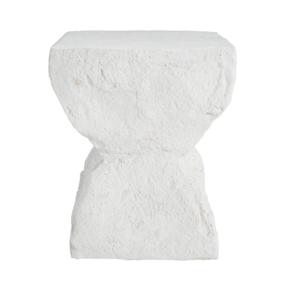 Cleo Outdoor Patio Modern Minimalist MGO Side Table white stone-textured block surface on Tampa Home & Garden Store
