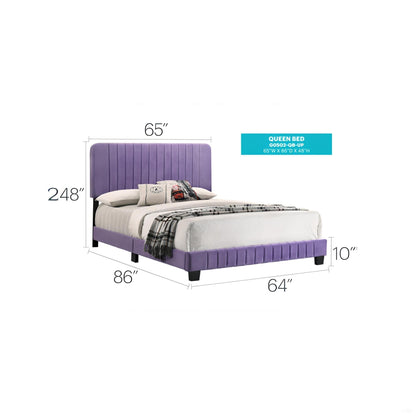 Channel tufted bed by HouseOfZazla in purple upholstery with tall headboard on Tampa Home & Garden Store