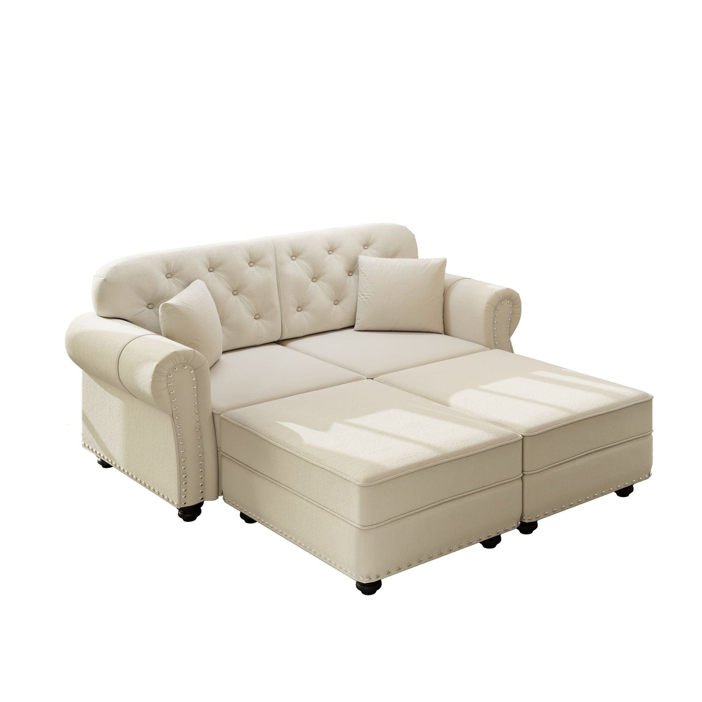 Upholstered Sofa Set with Nailhead and Pillows