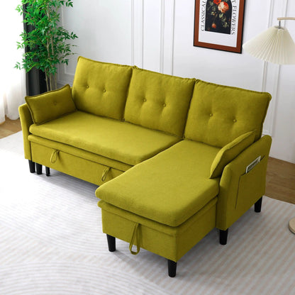 L-shaped reversible chaise sectional sofa with storage in olive green fabric by Unique Piece Furniture on Tampa Home & Garden Store