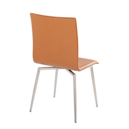 Contemporary upholstered chair set of 2 with swivel base in tan leather by HouseOfZazla on Tampa Home & Garden Store