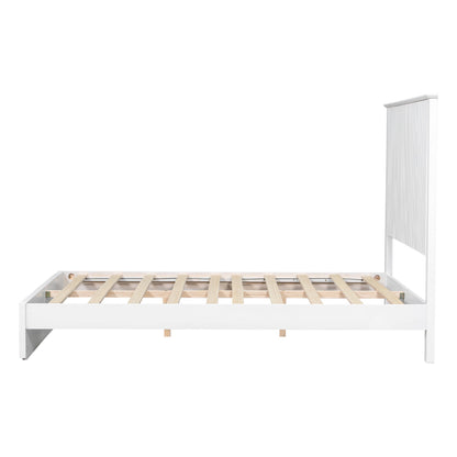 Sleek White Queen Bed Frame and Solid Wood Base