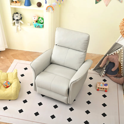 Manual Rocker Recliner Chair for Adults in light gray faux-leather by HouseOfZazla on Tampa Home & Garden Store