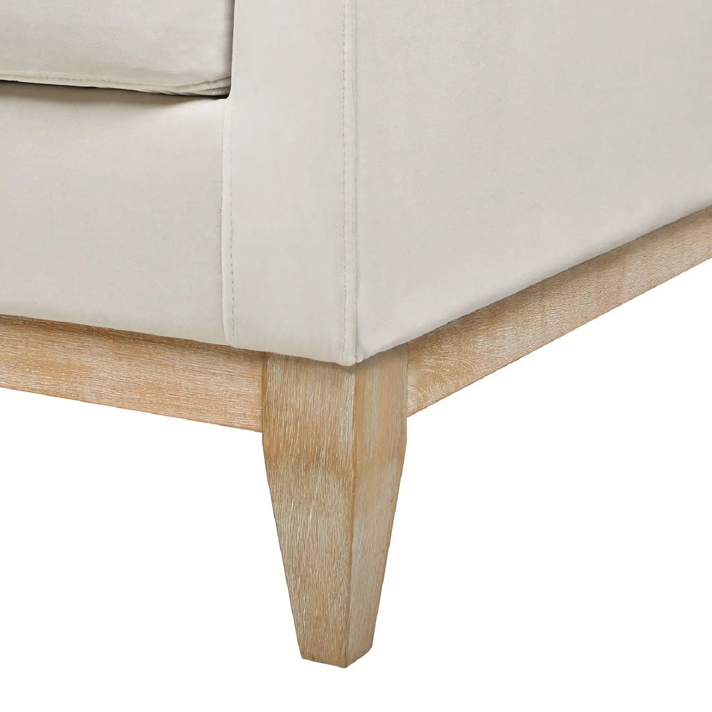 Knox Modern Farmhouse Arm Chair beige fabric upholstery with light oak tapered legs on Tampa Home & Garden Store