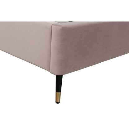 Crosby upholstered bed with slats, blush pink velvet upholstery, black tapered leg HouseOfZazla on Tampa Home & Garden Store