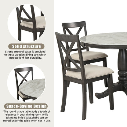 Elegant 5 Pieces Dining Table and 4 Chairs Set