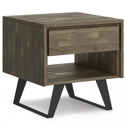 Lowry Handcrafted End Table with Acacia Drawer