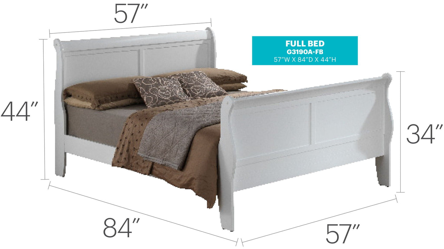 Panel Sleigh Bed white paneled headboard and footboard by HouseOfZazla, 57W x 84D x 44H on Tampa Home & Garden Store