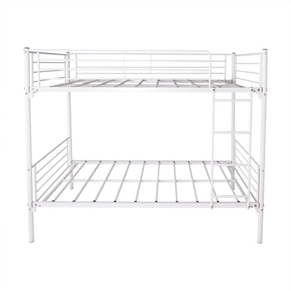 White twin over twin metal bunk bed with ladder by HouseOfZazla for kids sleepovers on Tampa Home & Garden Store