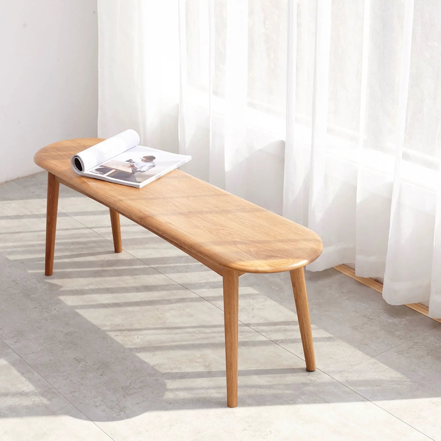 Oak Wood Dining Bench for Living Room and Kitchen
