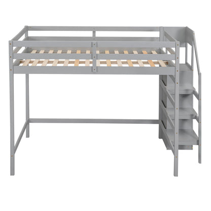 Loft bed with built-in storage wardrobe and staircase in gray metal by HouseOfZazla on Tampa Home & Garden Store